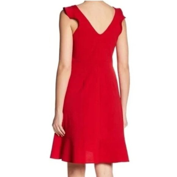 THE VANITY ROOM Red Crepe Ruffle Mini Dress - Picture 3 of 4